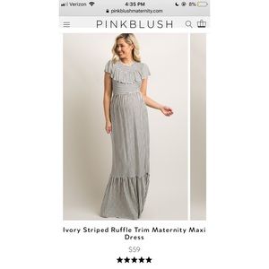 Pinkblush striped ruffle maxi dress maternity sz m